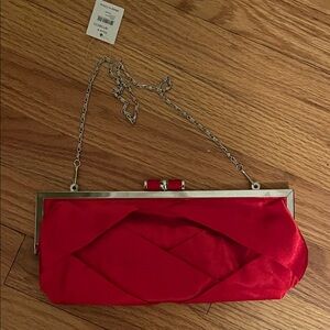 Bijoux Terner Vibrant Red Clutch with Silver Accents
